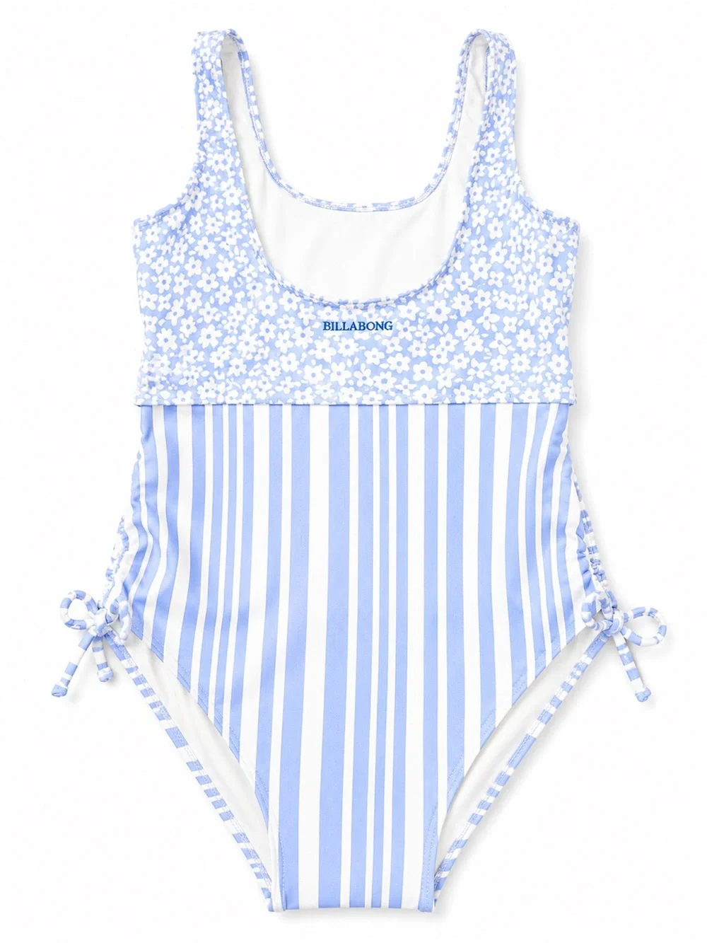 Billabong Light Blue Floral & Stripe One-Piece Swimsuit